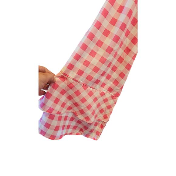 EUC Jessica London tiered 3/4 sleeve 26W pink picnic checkered chic girly career - Picture 2 of 7